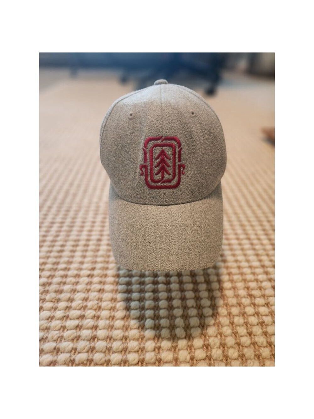 Men's Y2K Skater Element Gray Flexfit Hat with Red Logo, One Size